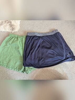 2 women's shorts.. champion navy skorts, Hermosa green linen shorts (S)